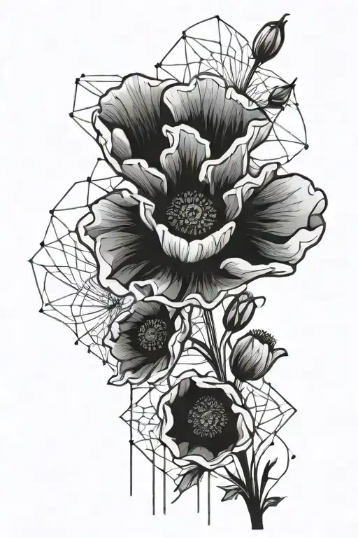 poppy flower with geometric design incorporating