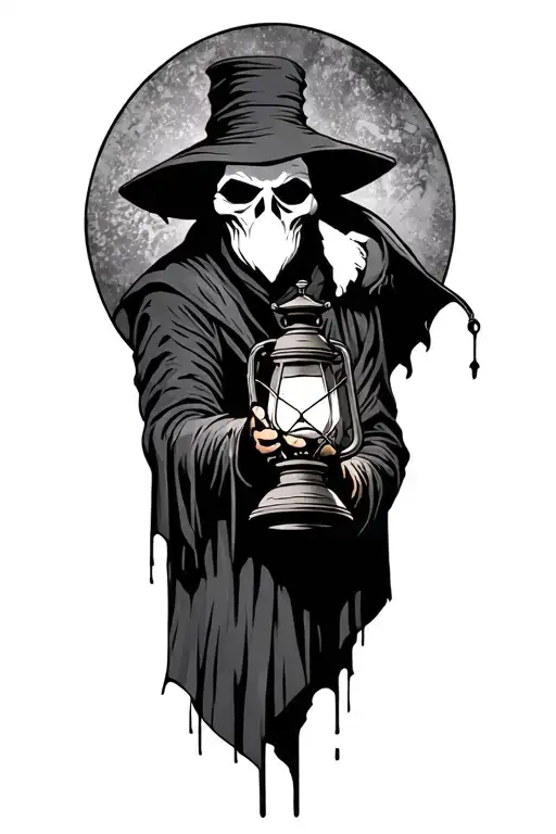 Plague doctor holding a lantern