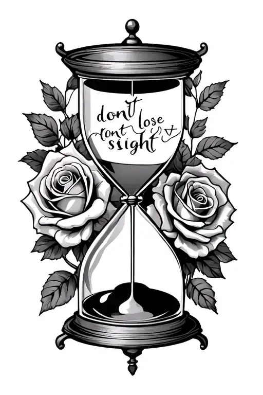 "dont lose sight" quote "dont lose sight" with an hour glass and roses - Variation 2