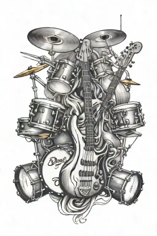 bass guitar and drums mixed together - Variation 1
