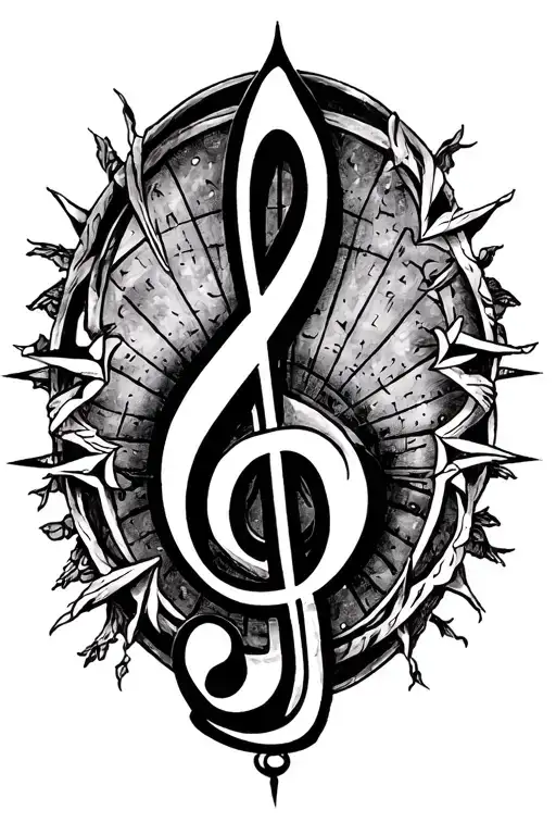 G clef with a compass rose - Variation 2