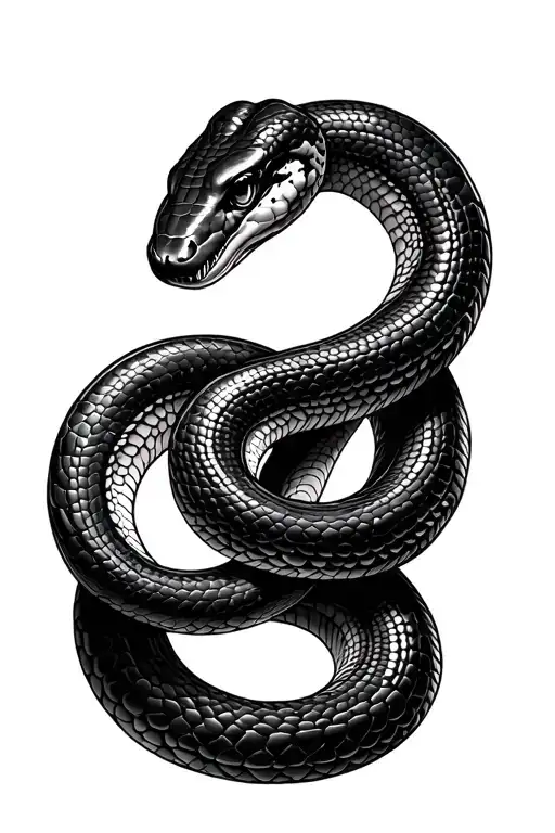 black thin snake coiled python