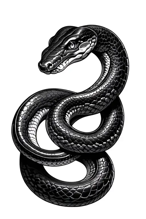 black thin snake coiled python - Variation 2