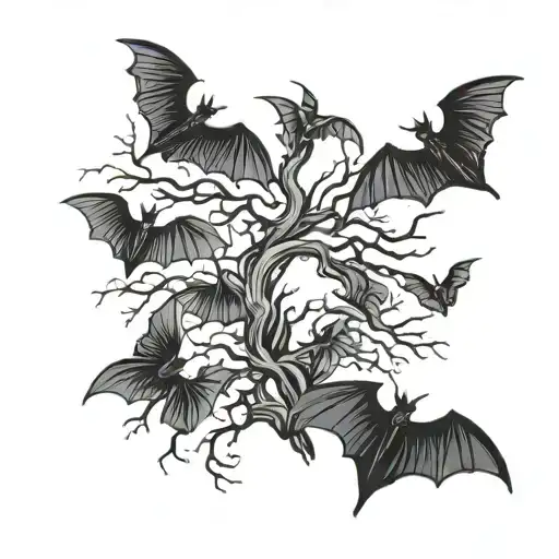 poison tree branches and bats flying across - Variation 1