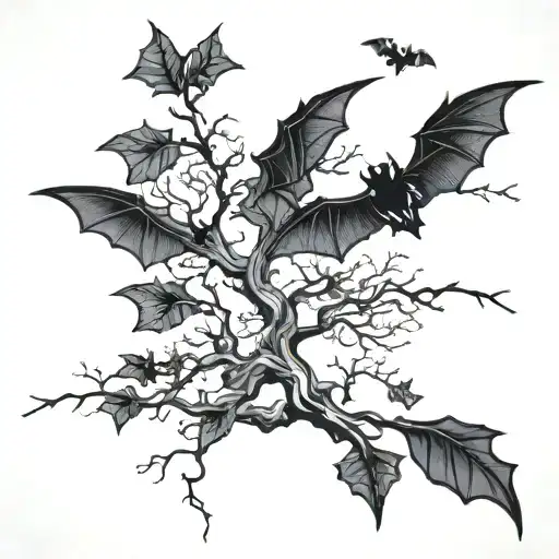 poison tree branches and bats flying across - Variation 4