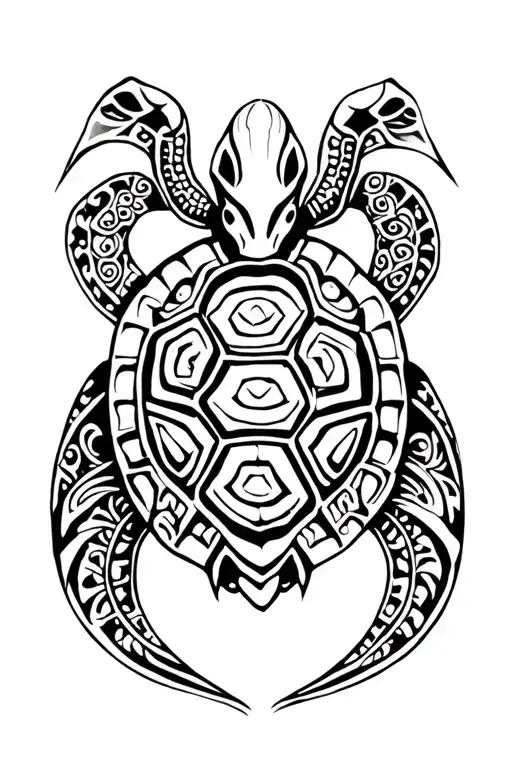 Maori tattoo shoulder chest upper arm turtle surrounded