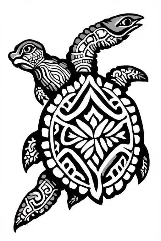 Maori tattoo shoulder chest upper arm turtle surrounded - Variation 2