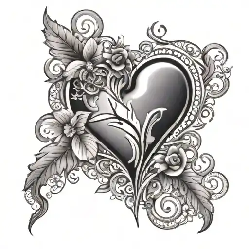 heart lace underbreasts tattoo design - Variation 1