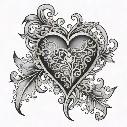 heart lace underbreasts tattoo design - Variation 2