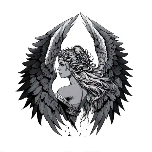 Valkyrie wings intertwined - Variation 4