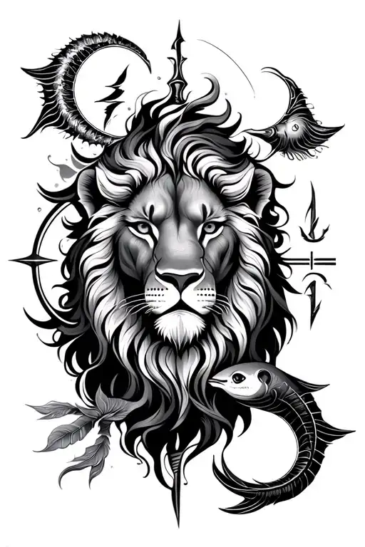 Leo, Sagittarius, Aquarius and pisces zodiac sign - Variation 2