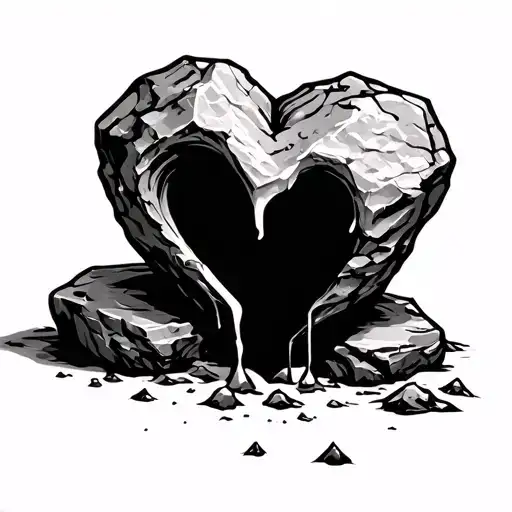 Tatoo: a stone with a heart that melts in it. For symbolis - Variation 2