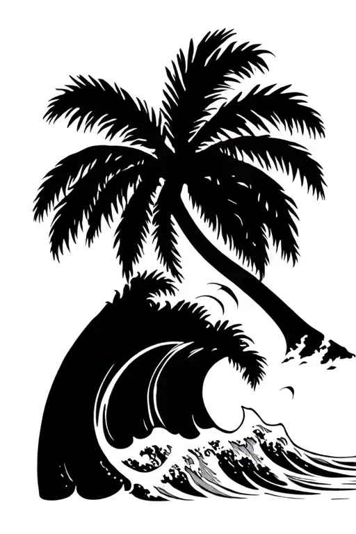 palm tree and ocean waves - Variation 2