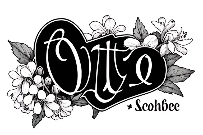 Name Otto surrounded by lilly of the valley and hawthorn flowers - Variation 4