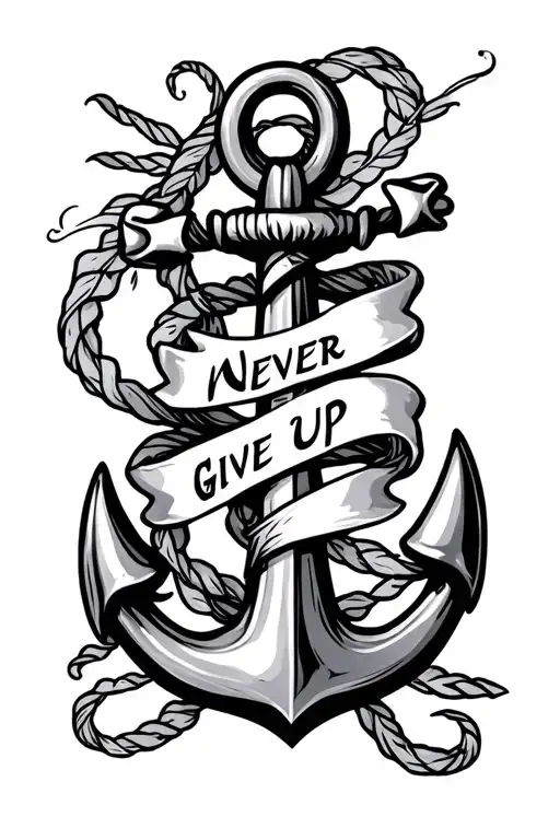 anchor with the words Never Give Up wrapped around it