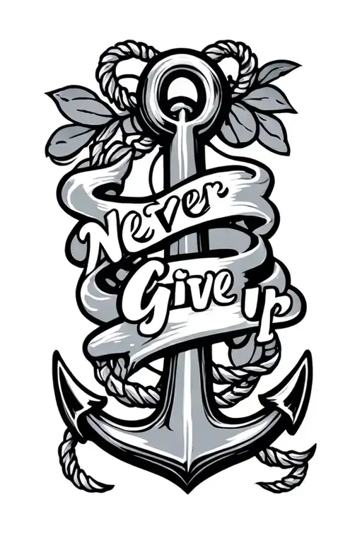 anchor with the words Never Give Up wrapped around it - Variation 2