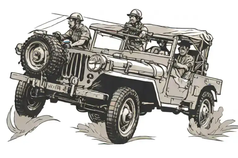 1940s land cruiser jeep driving - Variation 2