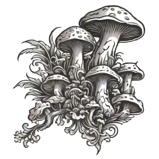 Scottish cost of arms with mushrooms growing