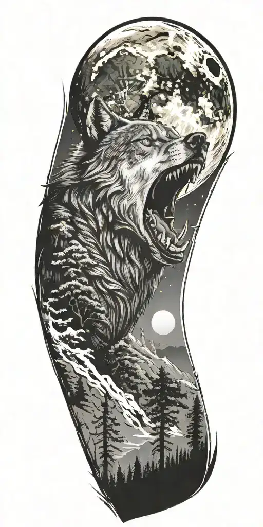 nature, wolf howling at the moon, skull