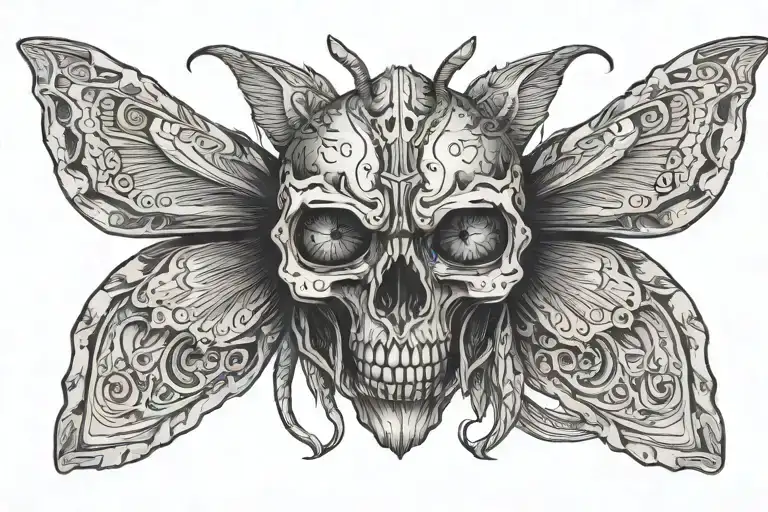 moth with wings skull, dark - Variation 2
