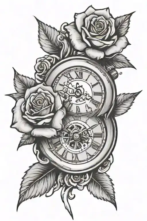 Broken Watch With roses - Variation 1