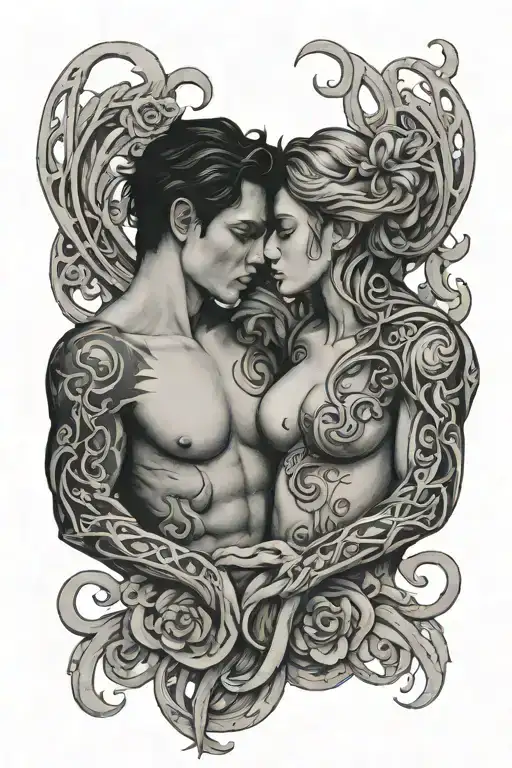 two lovers souls intertwining - Variation 2