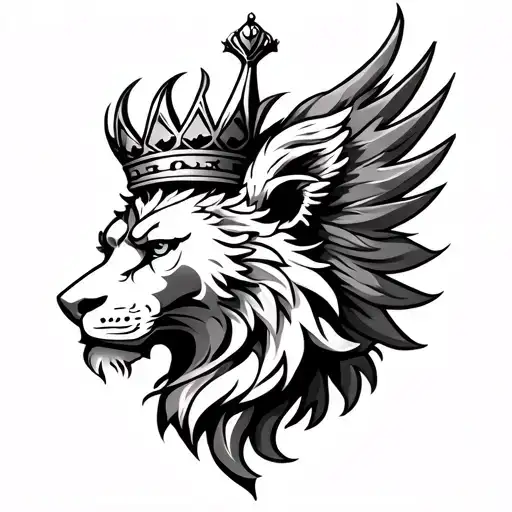 Rajput phoenix lion crown prince logo tattoo - Variation 2