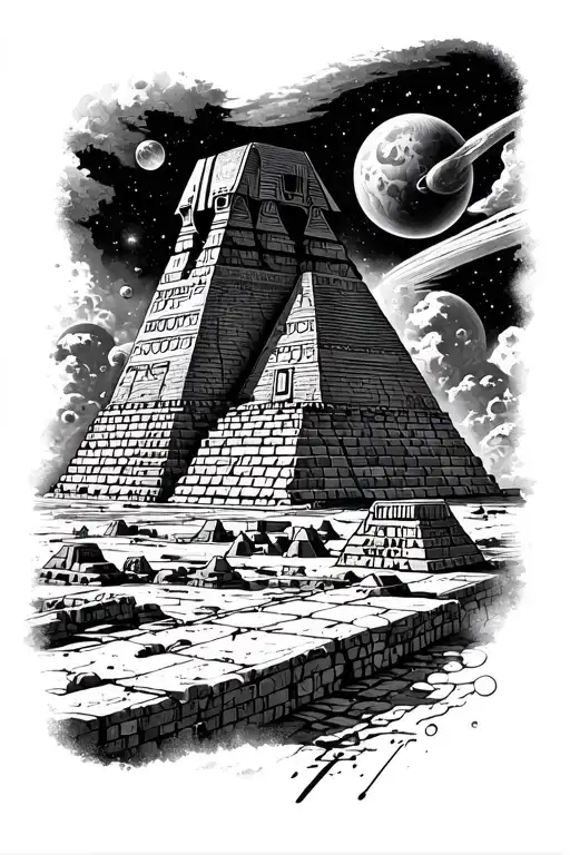 egyptian temples landscapes and outer space - Variation 1