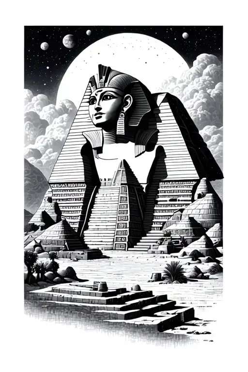 egyptian temples landscapes and outer space - Variation 2