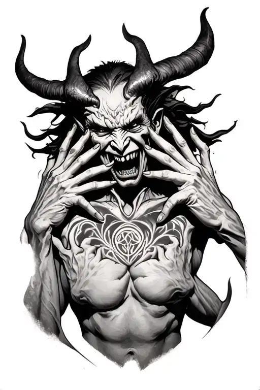 demon on stomach with hands coming around onto face - Variation 2