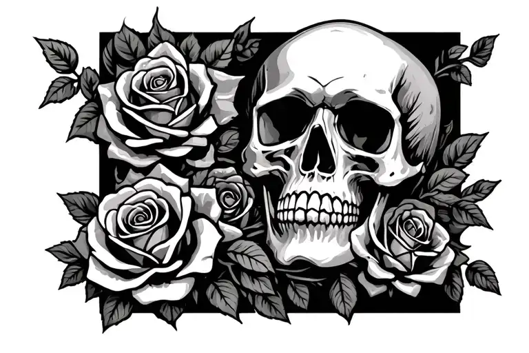 skull and roses growing