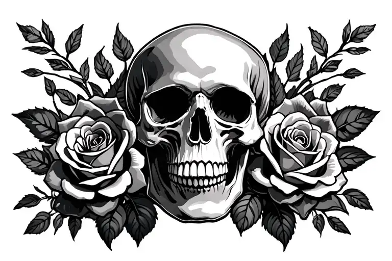 skull and roses growing - Variation 2