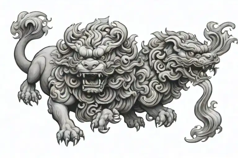 two foo dogs with smoke - Variation 2