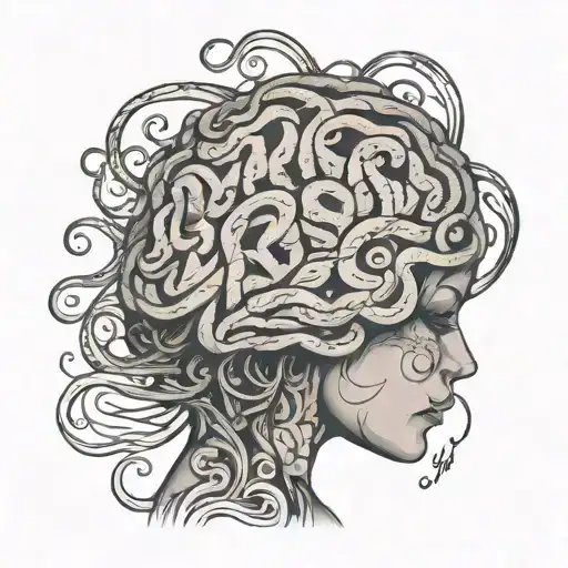 silhouette looking down with a brain made of pen scribbles and hurtful words inside the bra showing the struggle of ADHD