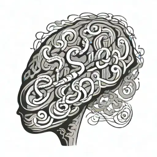 silhouette looking down with a brain made of pen scribbles and hurtful words inside the bra showing the struggle of ADHD - Variation 2