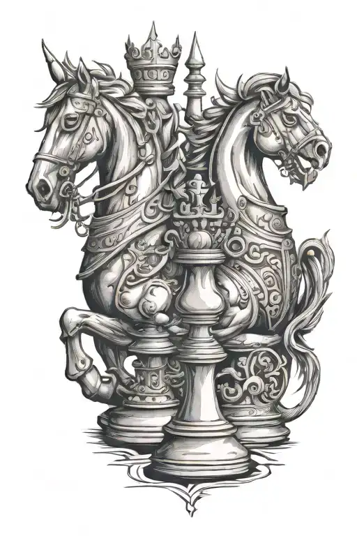 Knight and King chess pieces - Variation 2