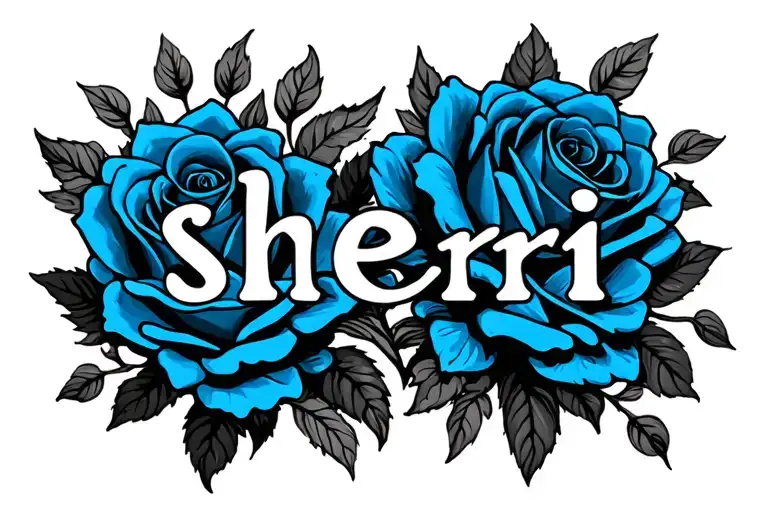 the name sherri with blue roses blooming