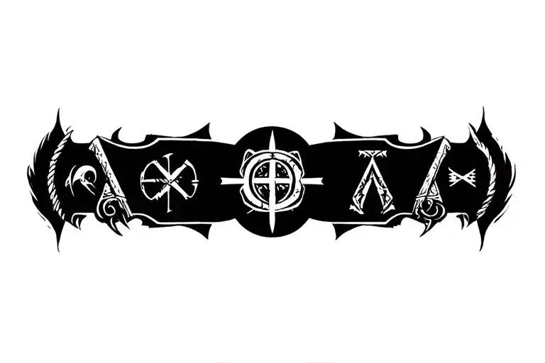 A creative representation of hate and far-right ideologies using Norse mythology symbols and clandestine imagery, in a black-grey style