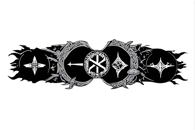 A creative representation of hate and far-right ideologies using Norse mythology symbols and clandestine imagery, in a black-grey style - Variation 2