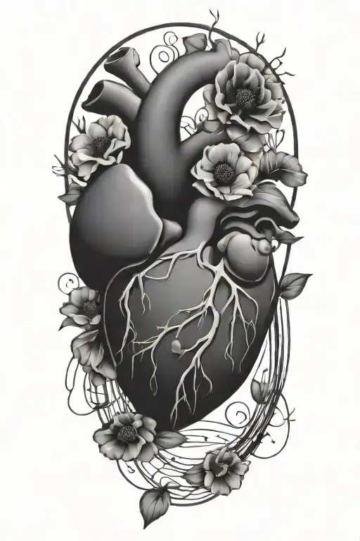 abstract design human heart, poppies, anemones, music, love - Variation 3