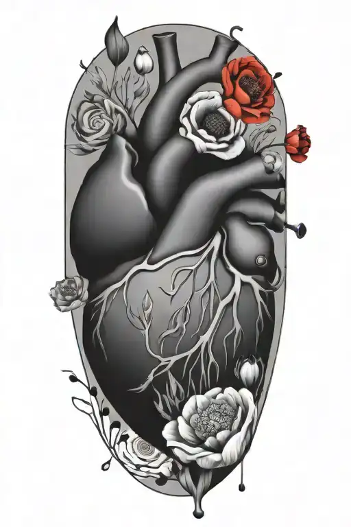 abstract design human heart, poppies, anemones, music, love - Variation 4