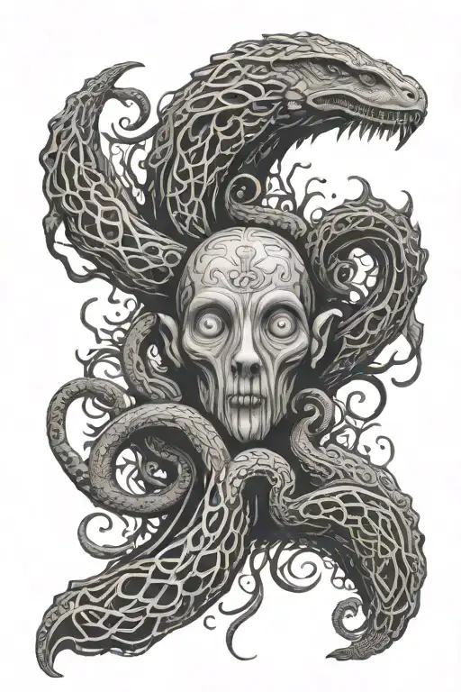 lovecraft themed arm tattoo design - Variation 2
