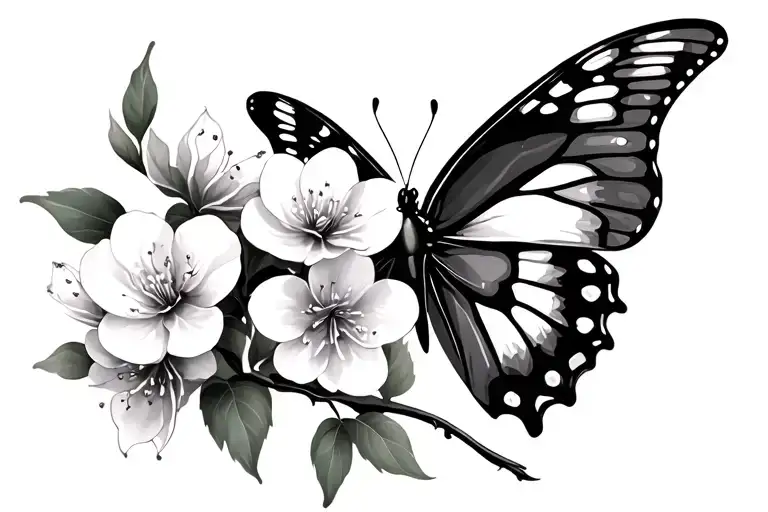 cherry blossom with butterfly - Variation 2