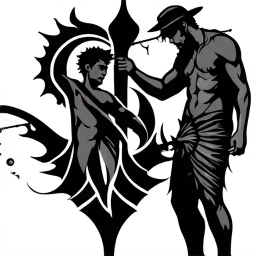 sin of pride symbol with subtle father son fishing - Variation 2