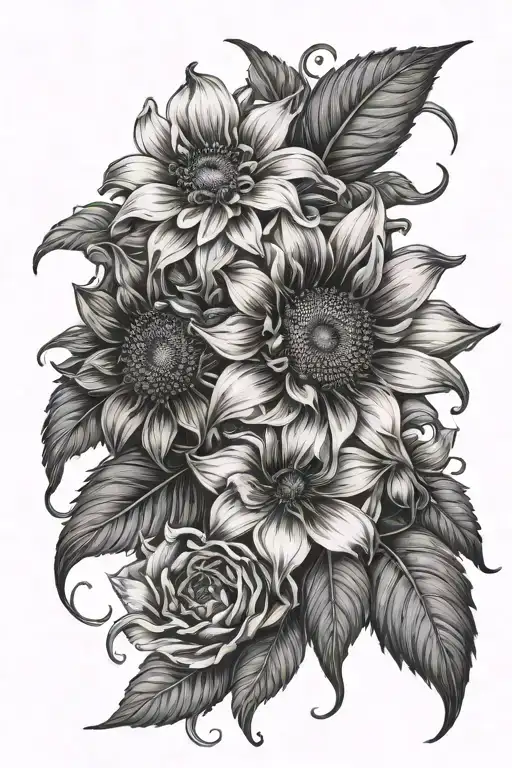 Sunflower orchid, rose intertwined