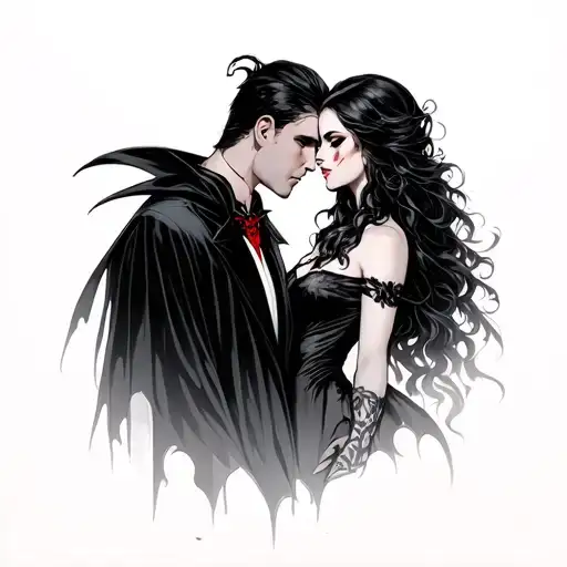 vampire a male and female romantically in love