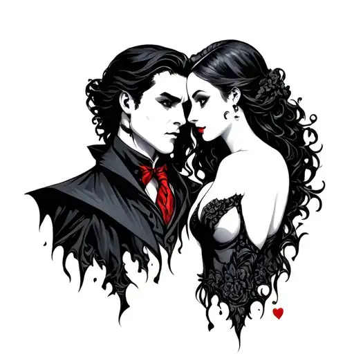 vampire a male and female romantically in love - Variation 2