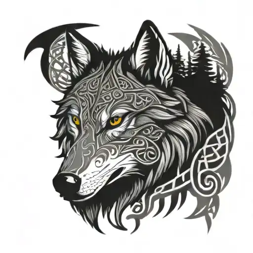 Celtic wolf forrest - Variation 2