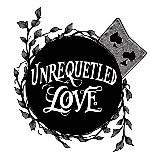 Circle of vines with Poker Aces and with the Unrequitled Love phrase