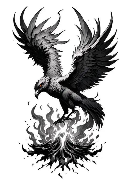 dark phoenix rising from the ashes symbolizing overcoming